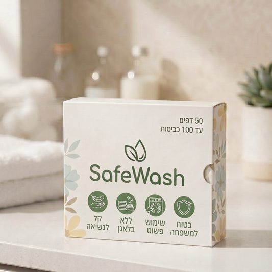 דפי כביסה SafeWash בלי רעלים ובלי בלאגן | 50 דפים עד 100 כביסות