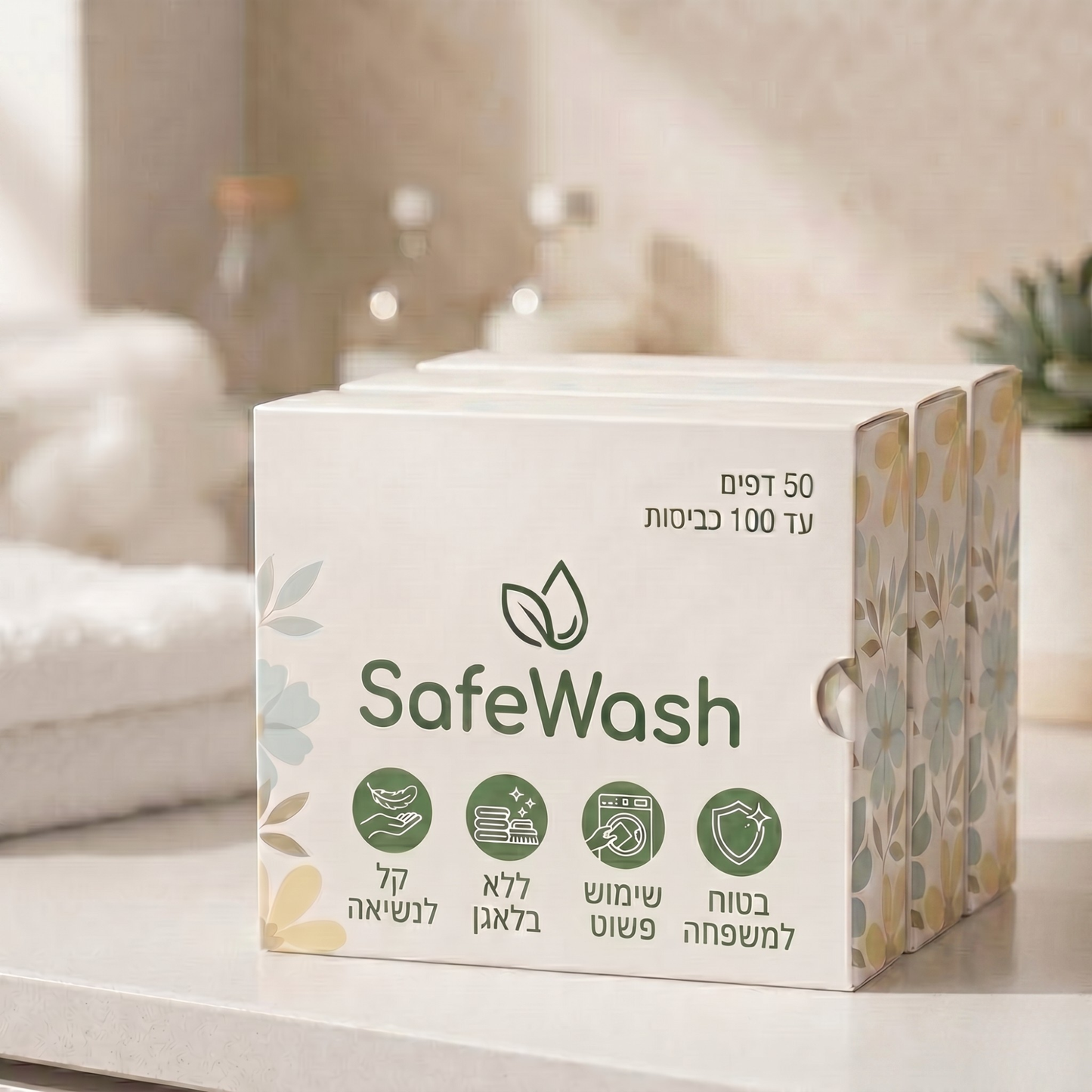 דפי כביסה SafeWash בלי רעלים ובלי בלאגן | 50 דפים עד 100 כביסות