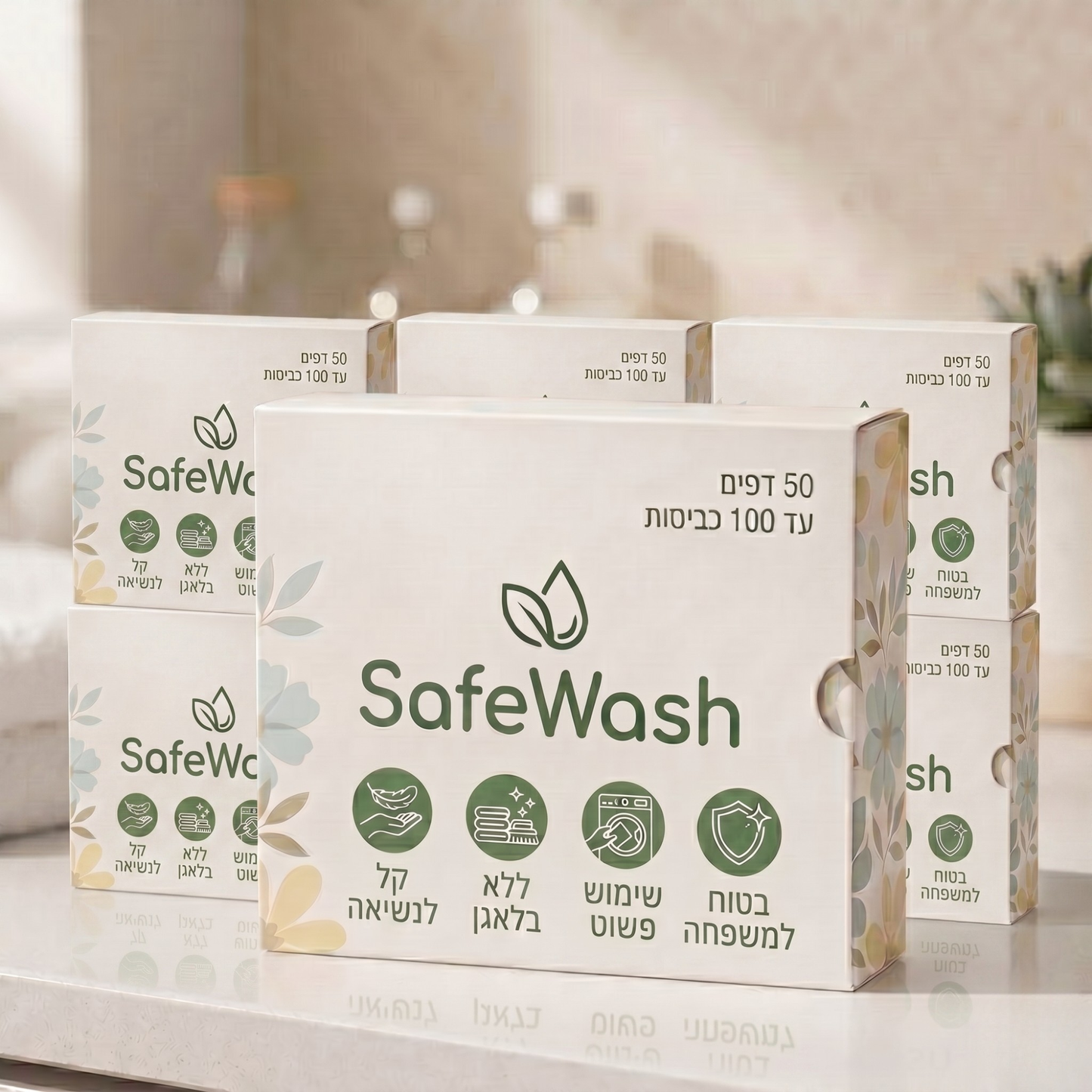 דפי כביסה SafeWash בלי רעלים ובלי בלאגן | 50 דפים עד 100 כביסות